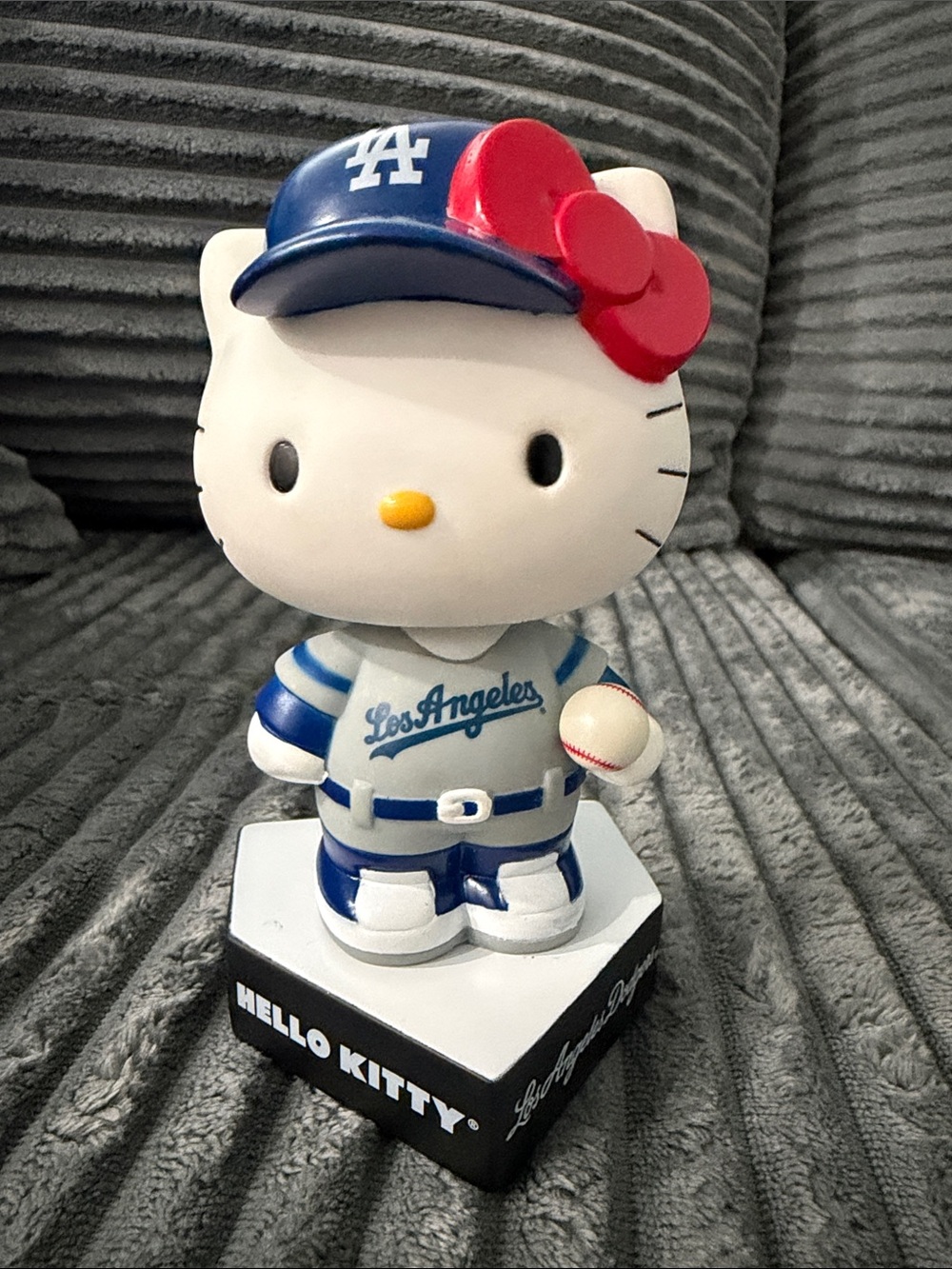 Hello Kitty Baseball Figurine in White, Blue & Red 2013